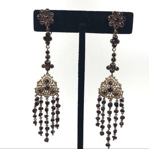 Antique 14k Gold Garnet Victorian Dangle Earrings
